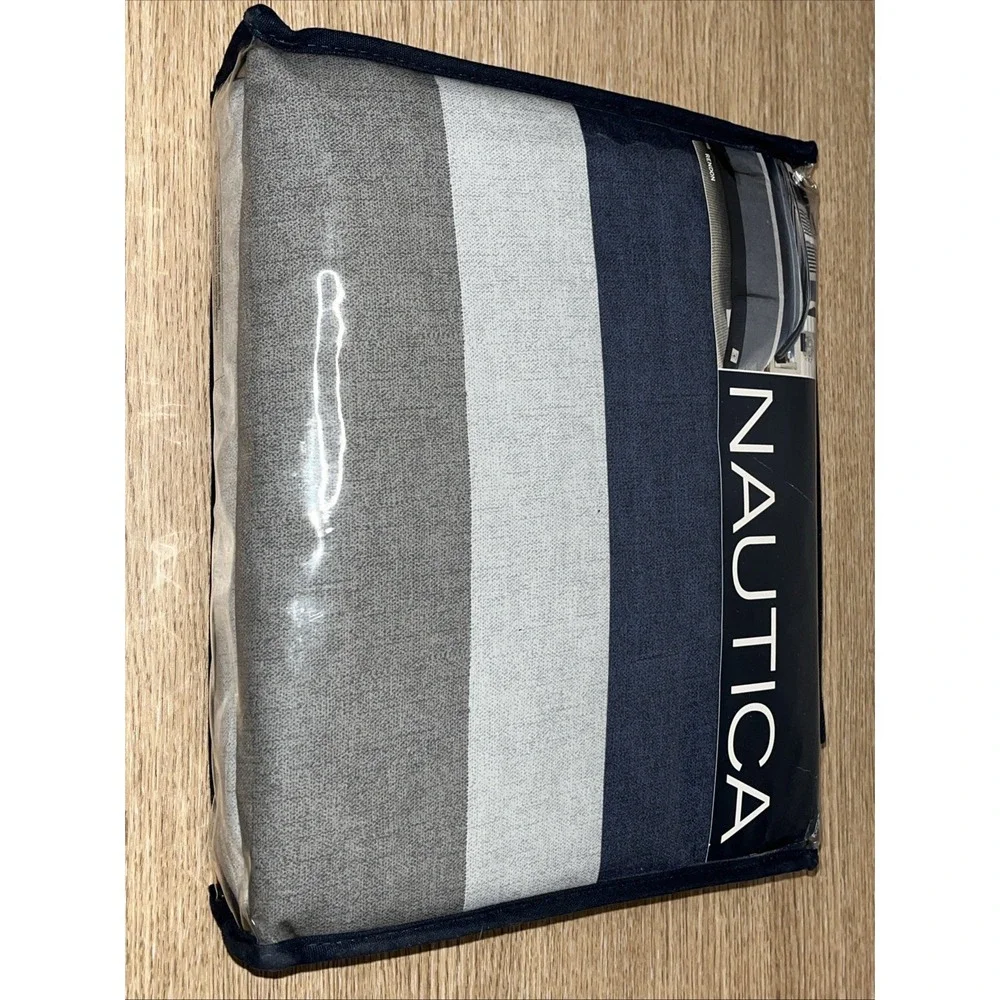 NAUTICA Home Twin Duvet‎ Cover Set RENDON Blue Stripe Pattern 100% Cotton NWT